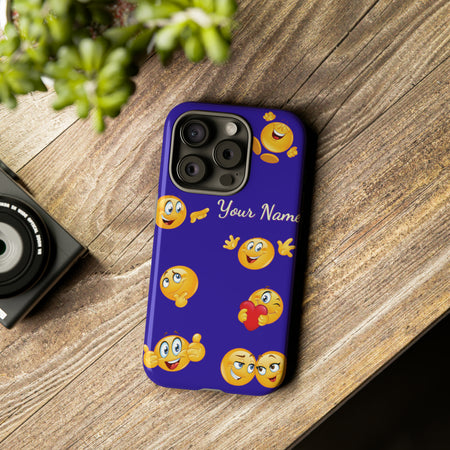 Smiley Face Personalized w/ Six Background Colors iPhone 15/14/13/12/11/10 X/8, Samsung Galaxy S10/S20/S21/S22/S23, Samsung S20 FE/S21 FE, Google Pixel 5/6/7 Tough Phone Cases