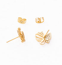 Load image into Gallery viewer, Gold & Cubic Zirconia Butterfly Earrings: Symbols of Hope & Transformation