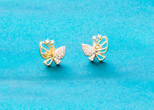 Load image into Gallery viewer, Gold & Cubic Zirconia Butterfly Earrings: Symbols of Hope & Transformation