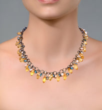Load image into Gallery viewer, Handmade Pearl & Citrine Crystal Beaded Necklace – 21" Adjustable