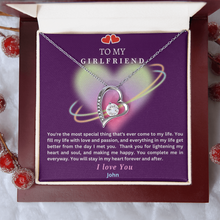Load image into Gallery viewer, Forever Love Heart Pendant Necklace for Girlfriend – Personalized Gift Message Card