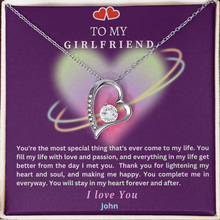 Load image into Gallery viewer, Forever Love Heart Pendant Necklace for Girlfriend – Personalized Gift Message Card