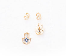 Load image into Gallery viewer, Hamsa Hand Stud Earrings: Symbolic Luck and Protection from Evil Eyes