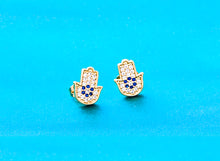 Load image into Gallery viewer, Hamsa Hand Stud Earrings: Symbolic Luck and Protection from Evil Eyes

