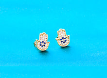 Load image into Gallery viewer, Hamsa Hand Stud Earrings: Symbolic Luck and Protection from Evil Eyes