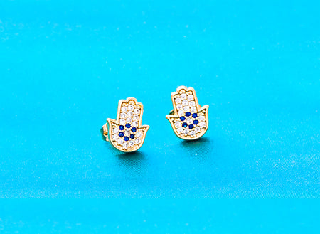 Hamsa Hand Stud Earrings: Symbolic Luck and Protection from Evil Eyes