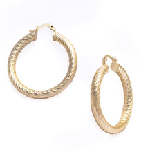 Load image into Gallery viewer, 40mm 14K Gold Hoop Earrings Twist design