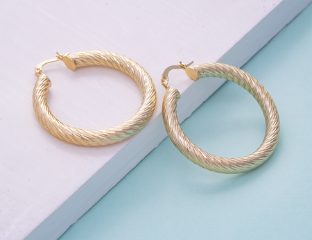 40mm 14K Gold Hoop Earrings Twist design