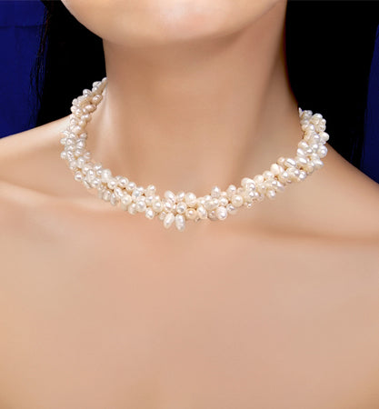 Freshwater Pearl Necklace - Ivory Color, 3 Strands, 18 inches
