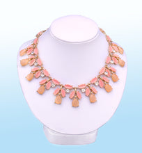 Load image into Gallery viewer, Pink and Yellow Necklace, 16 inches Bib-Style Statement Necklace