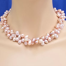 Load image into Gallery viewer, Purple Freshwater Pearl Necklace – 2-Strand Handmade Statement, 20" Elegant Twist or Layer