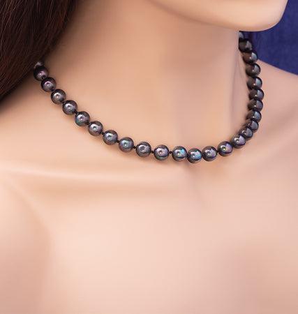 Tahitian Black Pearl Statement Necklace, 18 inches