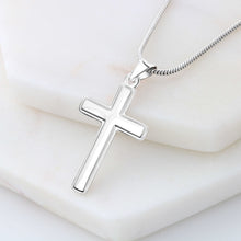Load image into Gallery viewer, Personalized Cross Pendant Stainless Steel Necklace Present for Him or Her - Custom Message Card