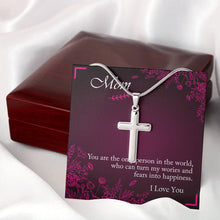 Load image into Gallery viewer, Personalized Cross Pendant Stainless Steel Necklace Present for Him or Her - Custom Message Card