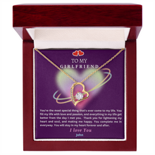 Load image into Gallery viewer, Forever Love Heart Pendant Necklace for Girlfriend – Personalized Gift Message Card