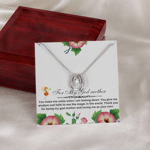 Load image into Gallery viewer, Wishbone Crystal Necklace - Jewelry Gift for God Mother - Personalized Message Card