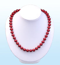 Load image into Gallery viewer, Dark Red Pearl Statement Necklace, 18 inches