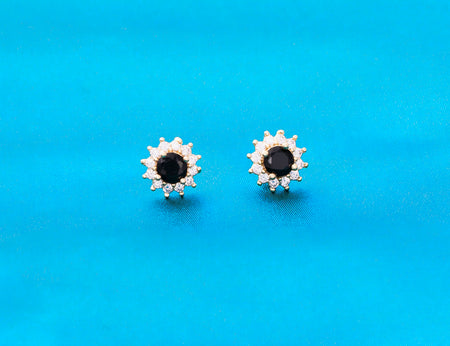 Black Onyx Halo Earrings for Women