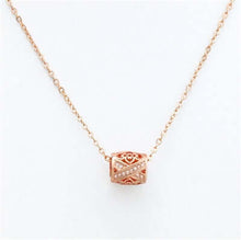 Load image into Gallery viewer, Rose Gold Barrel Pave Pendant Necklace