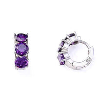 Load image into Gallery viewer, Amethyst Huggie Earrings, 16mm