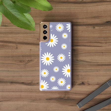 Cheerful Daisy Flowers Transparent Clear Cases for iPhone 12/13 and Samsung Galaxy S21 Phones
