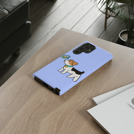 Dog Butterfly Blue Color iPhone 15/14/13/12/11/10 X/8, Samsung Galaxy S10/S20/S21/S22, Samsung S20 FE/S21 FE, Google Pixel 5/6 Tough Phone Cases