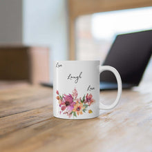 Load image into Gallery viewer, Live Laugh Love Spiritual Mug Gift, 2 Sided Custom 11oz Mug