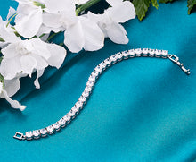 Load image into Gallery viewer, Platinum Plated Round-cut 6mm Faux Diamond Tennis Bracelet, 7 inches