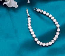 Load image into Gallery viewer, Platinum Plated Round-cut 6mm Faux Diamond Tennis Bracelet, 7 inches