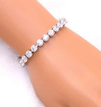 Load image into Gallery viewer, Platinum Plated Round-cut 6mm Faux Diamond Tennis Bracelet, 7 inches