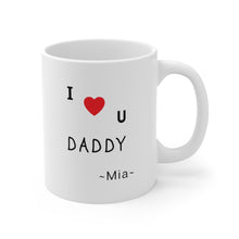 Load image into Gallery viewer, On the Dad's Shoulder Personalized Mug, Gift for Father, Father’s Day Mug, 2 Sided Custom 11oz Mug