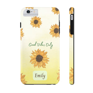 Sunflower Good Vibes Personalized Tough Cover for iPhone 14/13/12/11/10 X/8/7 and iPhone SE Phone Cases