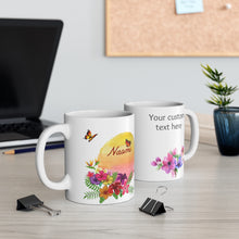 Load image into Gallery viewer, Personalized Flower Butterfly Mug, 2 Sided Custom 11oz Mug