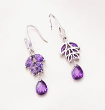 Load image into Gallery viewer, Purple Amethyst Dangle Drop Earrings