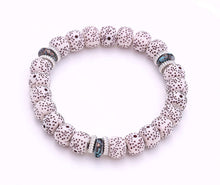 Load image into Gallery viewer, Black White Beads Rubber Band Bracelet