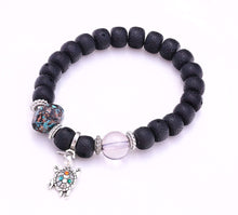 Load image into Gallery viewer, Black White Beads Rubber Band Bracelet