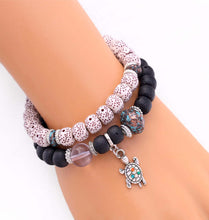 Load image into Gallery viewer, Black White Beads Rubber Band Bracelet