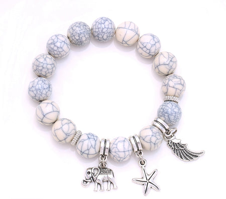 Howlite Bead Stacking Bracelets with Rubber Band