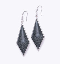 Load image into Gallery viewer, Labradorite Resin White Gold Plated French Hook Dangle Earrings