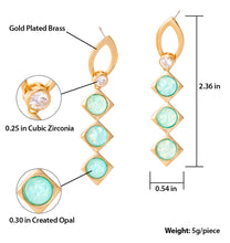 Load image into Gallery viewer, Pastel Green Opal Gold Drop Earrings