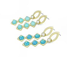 Load image into Gallery viewer, Pastel Green Opal Gold Drop Earrings