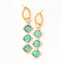 Load image into Gallery viewer, Pastel Green Opal Gold Drop Earrings