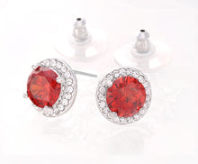 Load image into Gallery viewer, Men's Women's Faux Diamonds Cubic Zirconia Halo Stud Earrings, 11mm