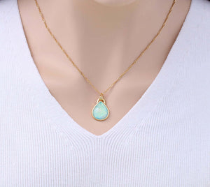 Radiant Green Pendant Gold Necklace