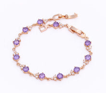 Load image into Gallery viewer, Round-cut Topaz Tennis Bracelet, 7 inches Gold Rosary Bracelet