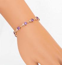 Load image into Gallery viewer, Round-cut Topaz Tennis Bracelet, 7 inches Gold Rosary Bracelet