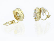 Load image into Gallery viewer, Round Cubic Zirconia Gold Clip On Earrings, 12 mm
