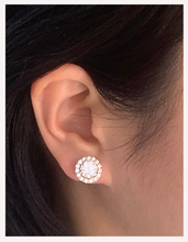 Load image into Gallery viewer, Round Cubic Zirconia Gold Clip On Earrings, 12 mm