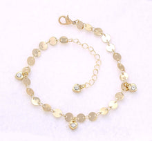 Load image into Gallery viewer, Heart Shaped Charm Gold Chain Ankle Bracelet, 7 1/2 inches