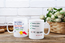 Load image into Gallery viewer, Super-Hero Personalized Mug, Gift for Father, Father’s Day Mug, 2 Sided Custom 11oz Mug